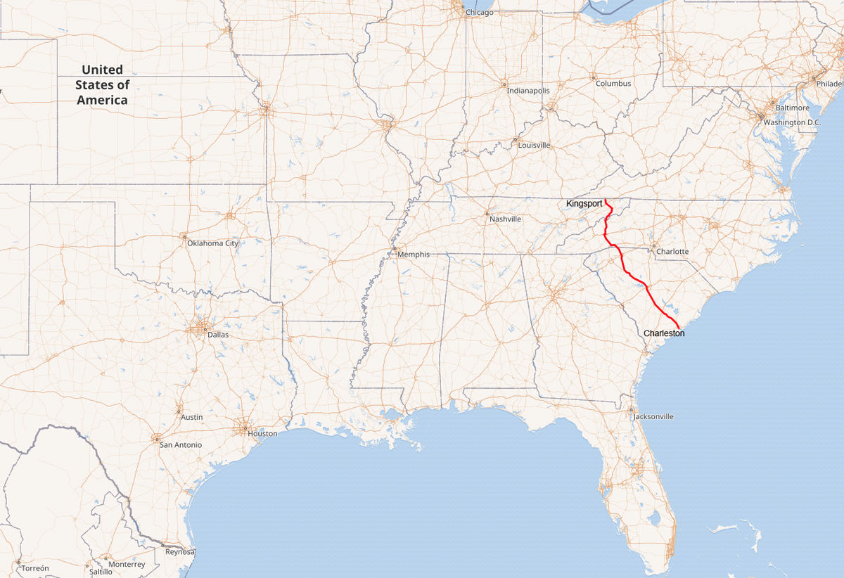 9. Interstate 26, 306 miles, 0.8 fatalities per mile